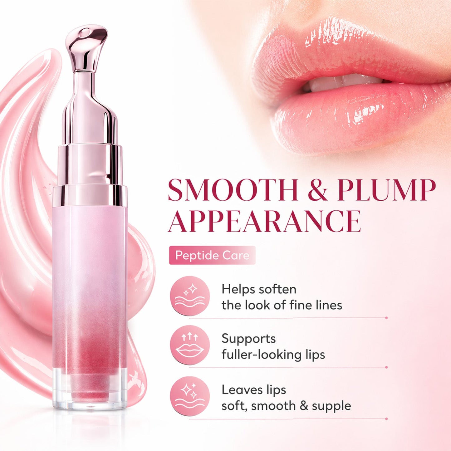 The Lip Serum for Glass Skin: "Non-Sticky & Non-Greasy Formula, 12-Hour Glass-Like Shine