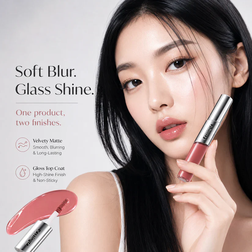 Perfect Twin Lip — Dual-Ended Liquid Lipstick with Velvet Matte Color and Glossy Shine