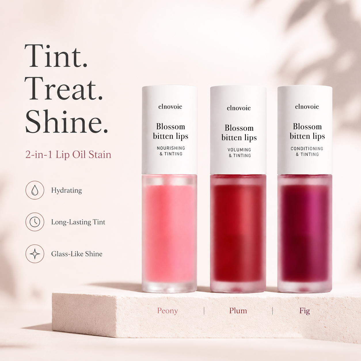 2-in-1 Hydrating Lip Oil Stain for Natural Tint & Glass-Like Shine